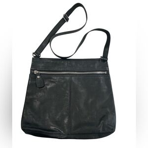 Margot Black Leather Minimalist Adjustable Strap Crossbody Bag
